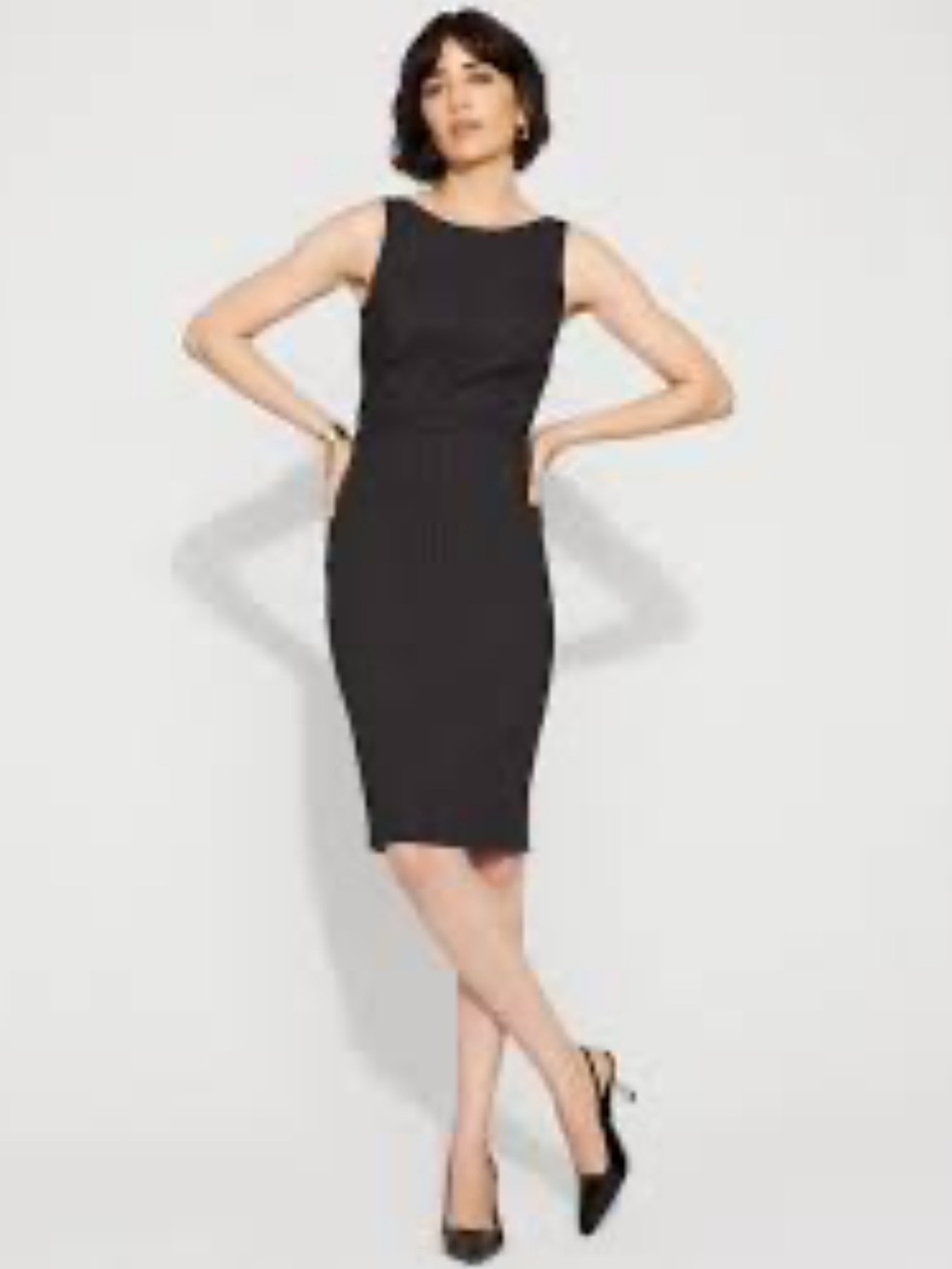 White House Black Market Black Sleeveless Midi Sheath Dress, Size 0